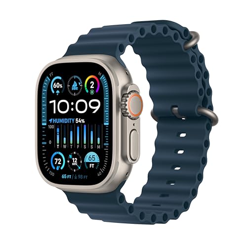 Apple Watch Ultra 2 [GPS + Cellular 49mm] Smartwatch with Rugged Titanium Case & Blue Ocean Band.