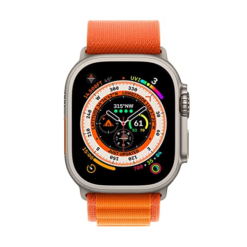 Apple Watch Ultra [GPS + Cellular 49mm] Smart Watch w/Rugged Titanium Case & Orange Alpine Loop Medium.