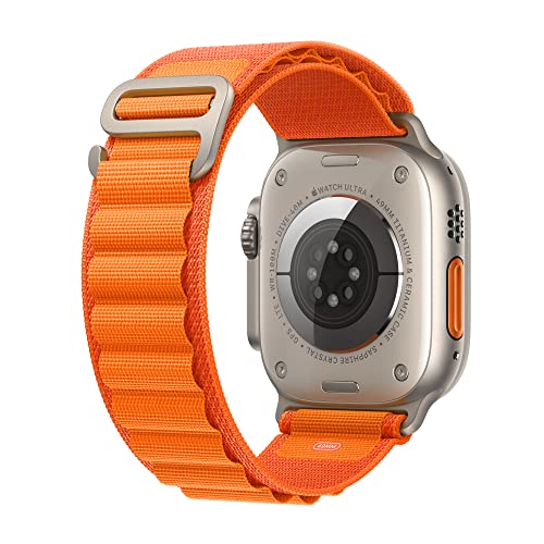 Apple Watch Ultra [GPS + Cellular 49mm] Smart Watch w/Rugged Titanium Case & Orange Alpine Loop Medium.